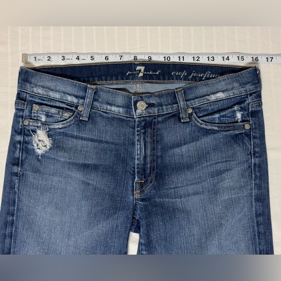 7 For All Mankind Josefina Crop Skinny Boyfriend Jeans Distressed Size 27 - Picture 9 of 14